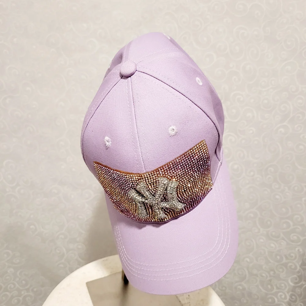 Lavender Rhinestone NY-Inspired Baseball Cap and Mini Bag Set - Picture 11 of 11